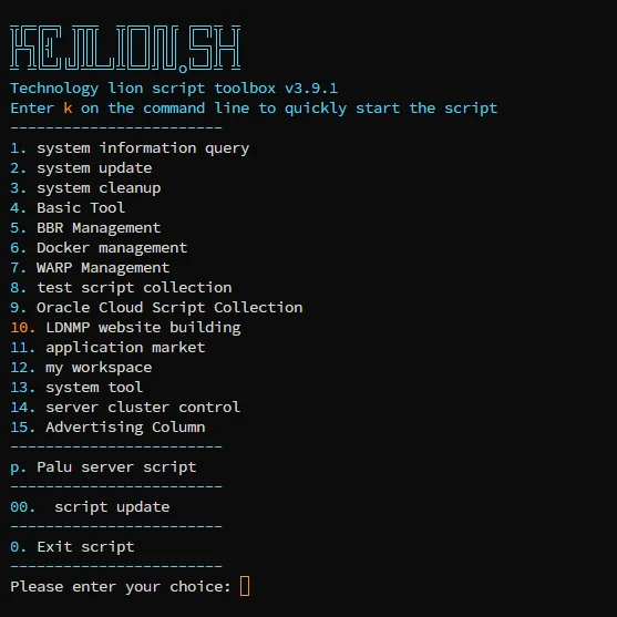 Kejilion.sh 终端界面